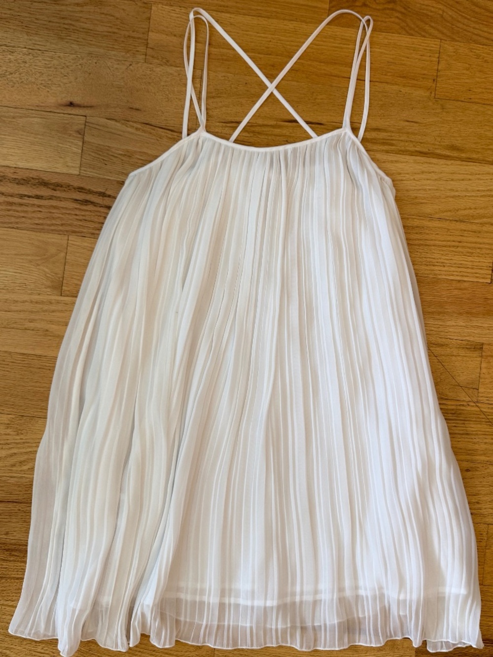 BCBGeneration White Pleated Swing Dress Size S Criss Cross Back Sleeveless